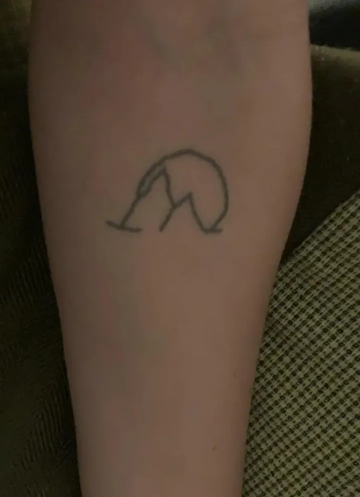 Cover-up, before: a simple line tattoo on the forearm